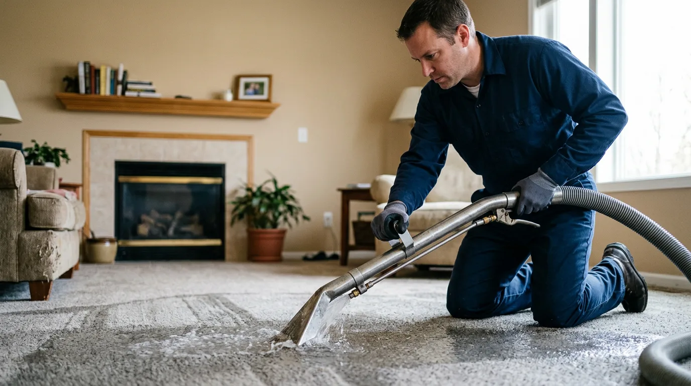 Water damage restoration technician working near South Jamesport, NY